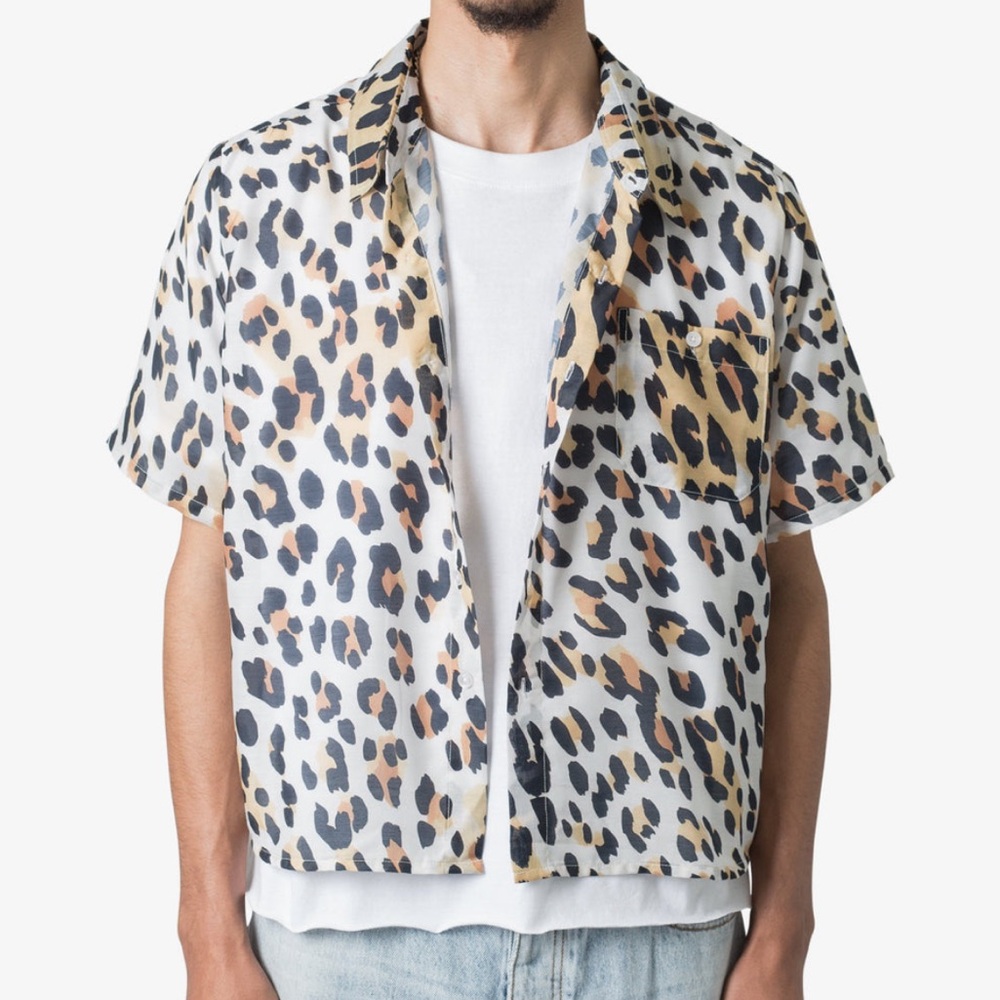MNML Leopard Print Short Sleeve Button Up